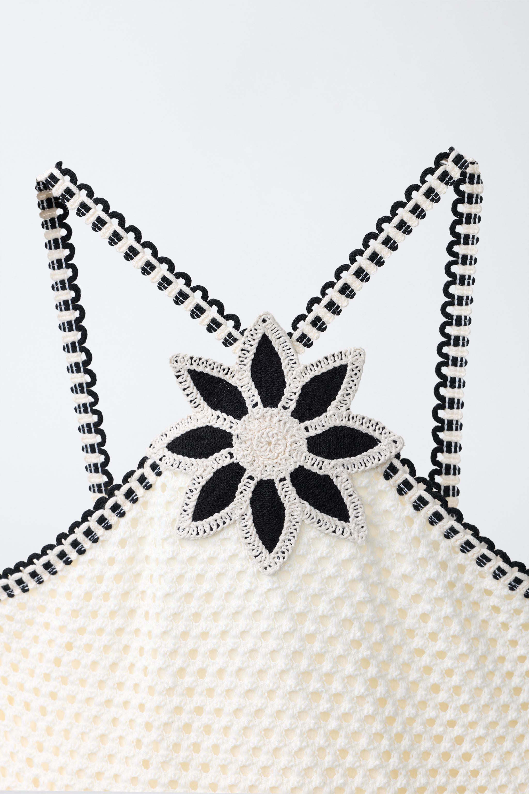 FLORAL CROCHET KNIT DRESS